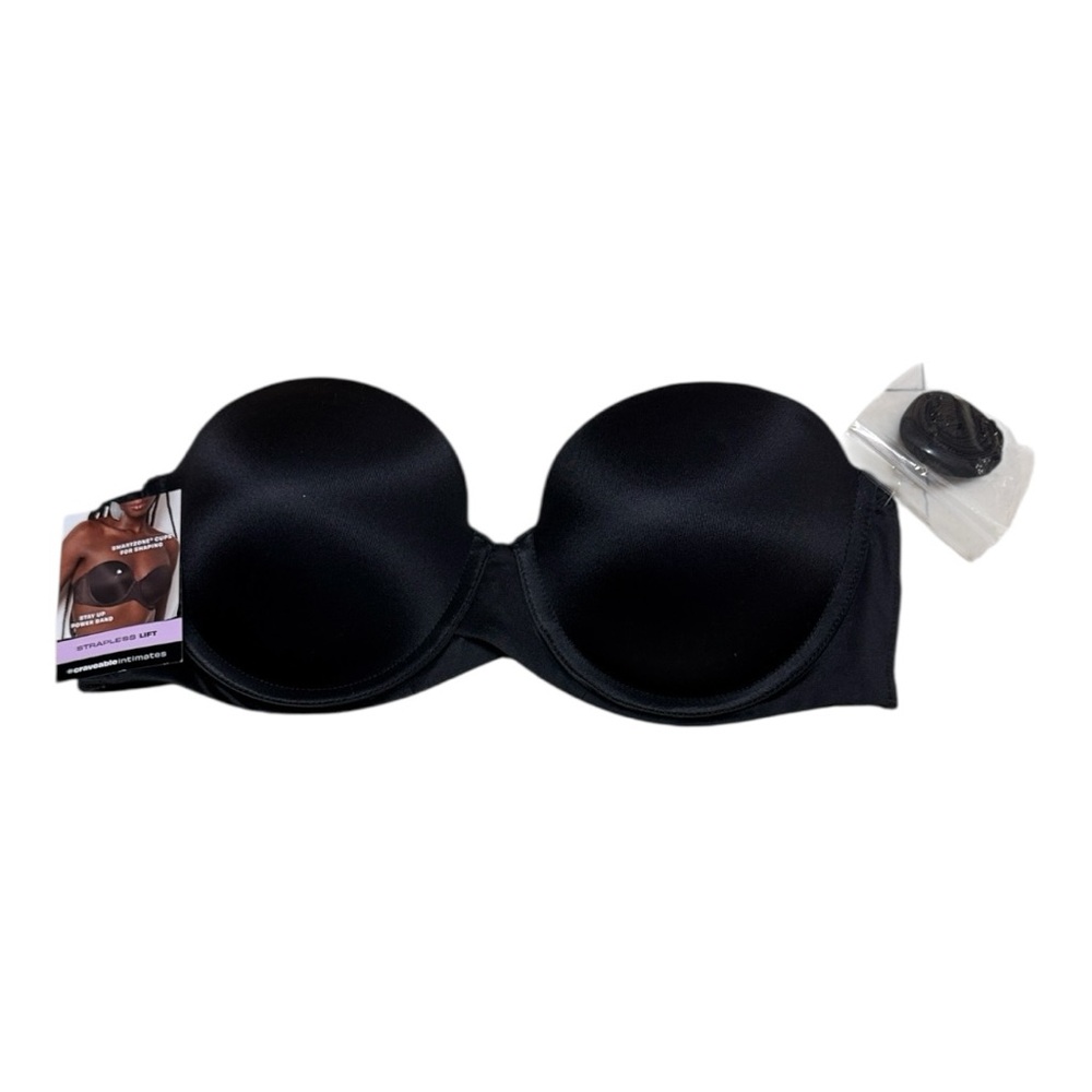 Maidenform Stay Put Black Strapless Push Up Underwire Bra 36B SN6990 NWT - Picture 7 of 12